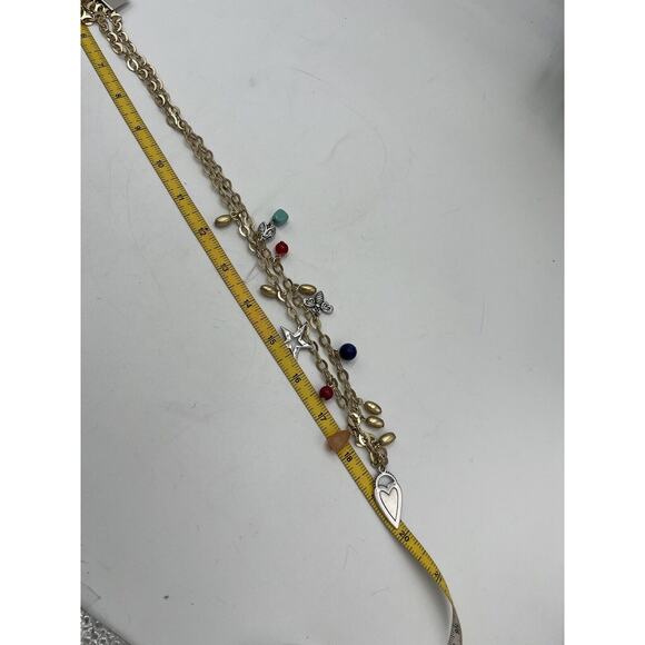 Chicos Gold Tone with Silver Tone (NWT Charms Dangle Double Strand Necklace New - Picture 12 of 16